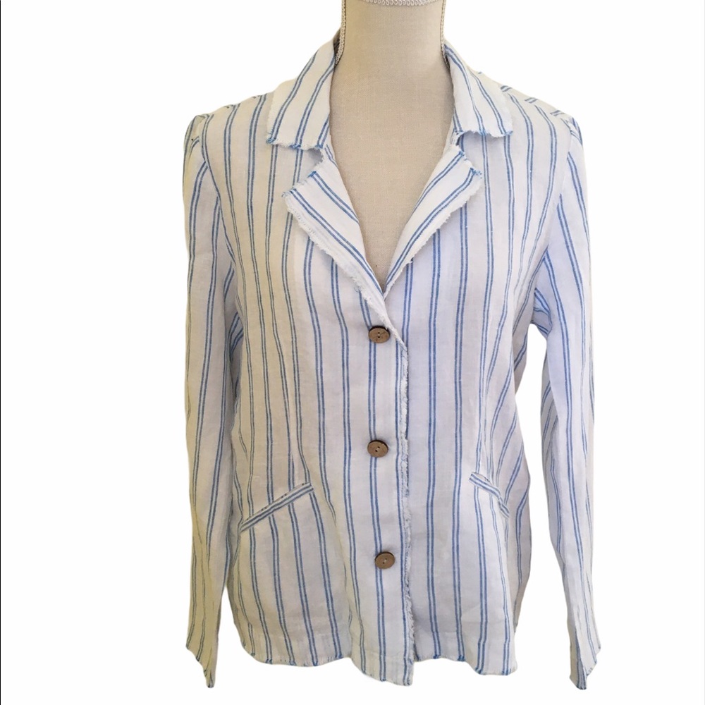 Jones & Co Pinstriped Linen Blazer M